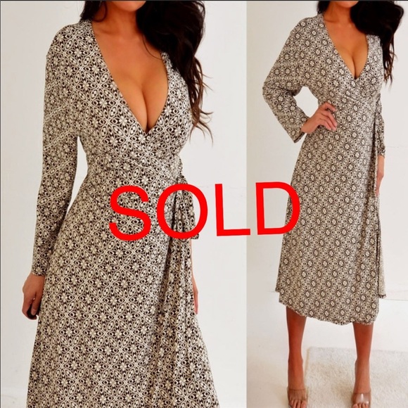 Apt. 9 Dresses & Skirts - Apt 9 Brown Beige 3/4 Sleeve Wrap Dress XL